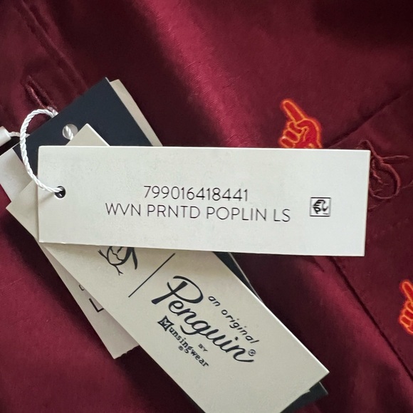NWT Original Penguin Button Down Slim Fit Cabernet Sport Shirt Long Sleeve Sz L - Picture 16 of 16